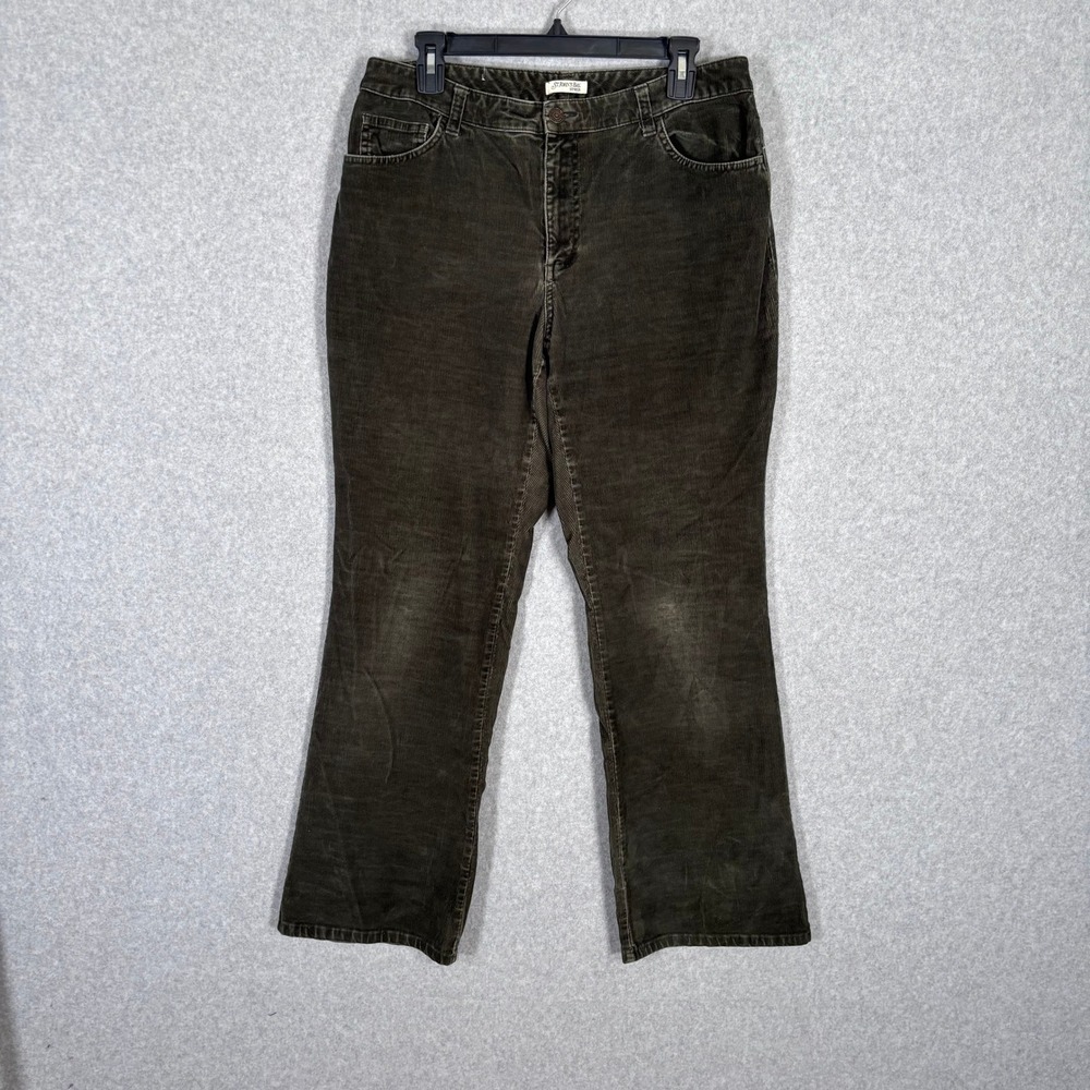 St Johns Bay Bootcut Corduroy Pants Size 12 Forest Hunter GORP Academia Indie **